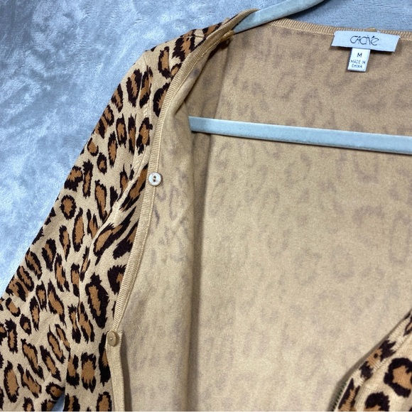 Cache Leopard Print Double Zip Jacket Cardigan Size M Y2K - Picture 2 of 8